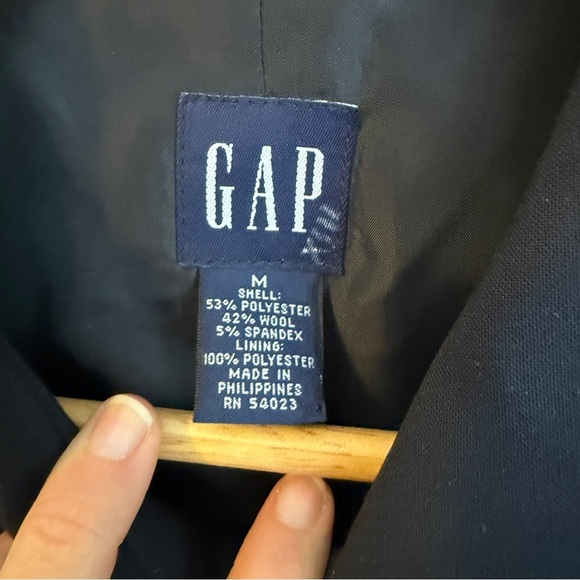 Gap Vintage Navy Wool Stretch Button Blazer Jacket Size M - Picture 3 of 7
